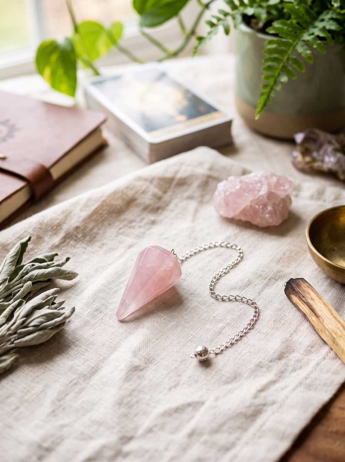 Pendule Facetté en Quartz Rose